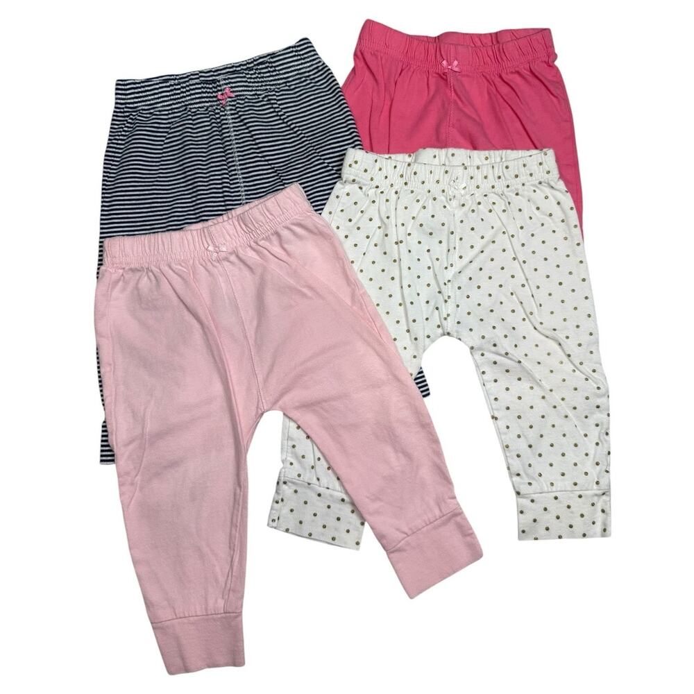 Carters Pants Bundle Baby Girl Pink White Black 6-9 Months